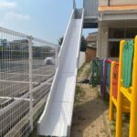 糸島市　幼稚園　避難用滑り台塗装工事